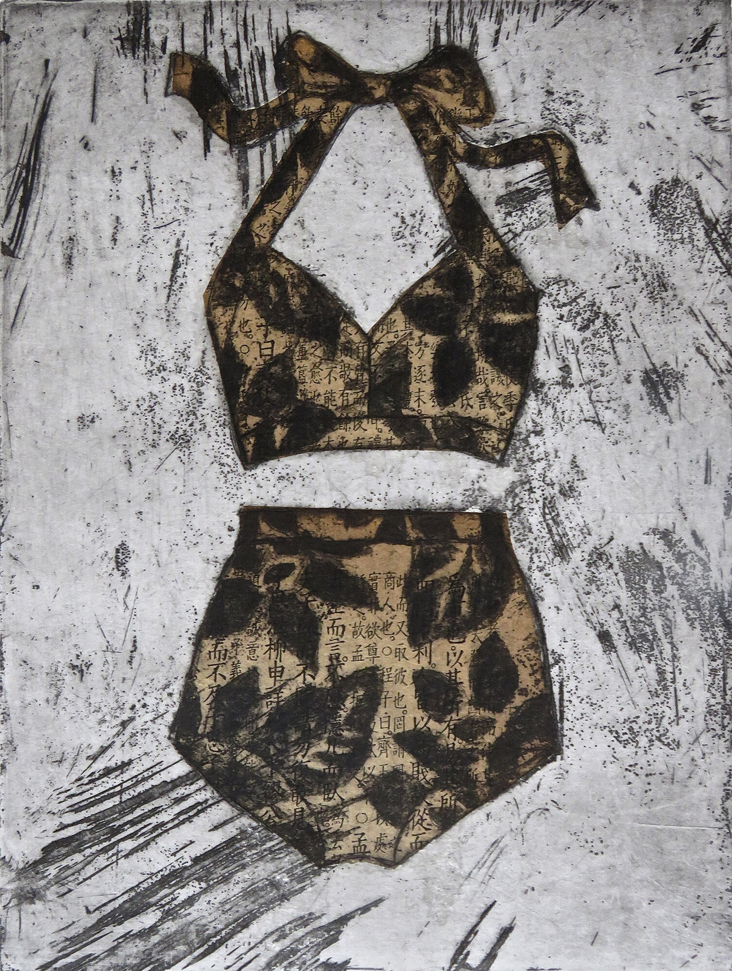 Etching of vintage swimsuit