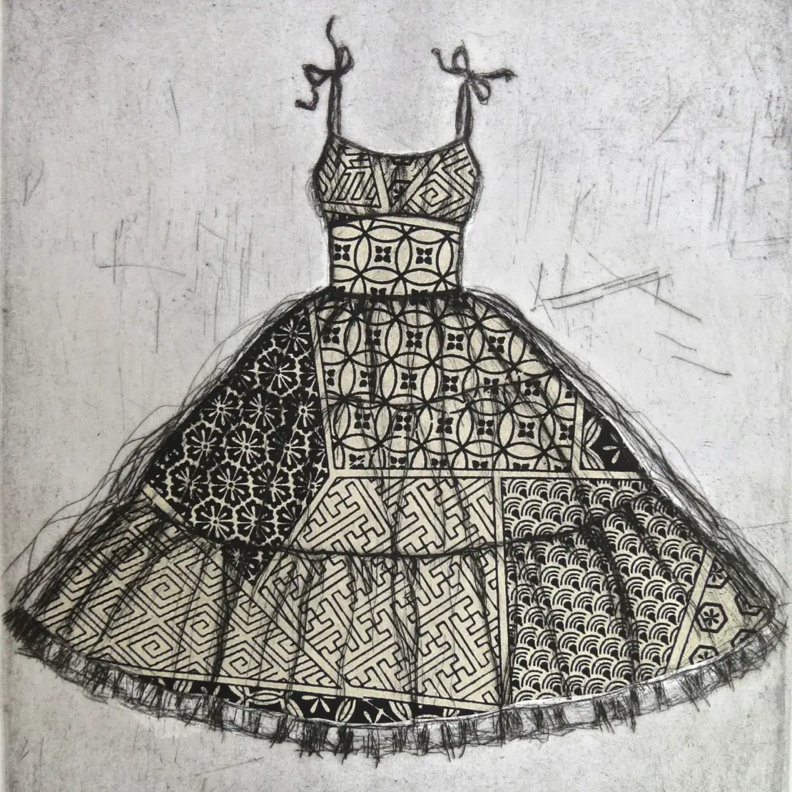 Etching of vintage dress