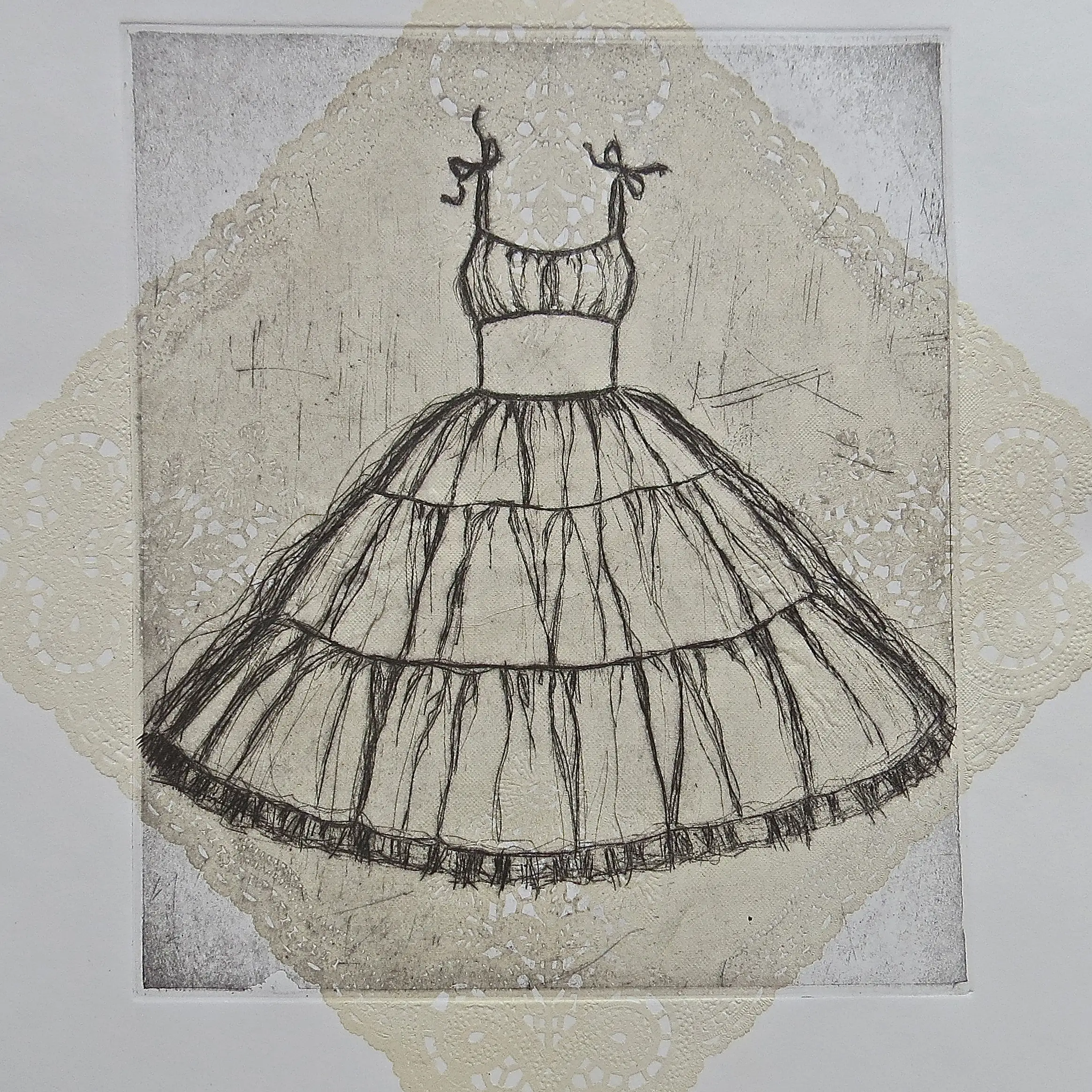Etching of vintage dress