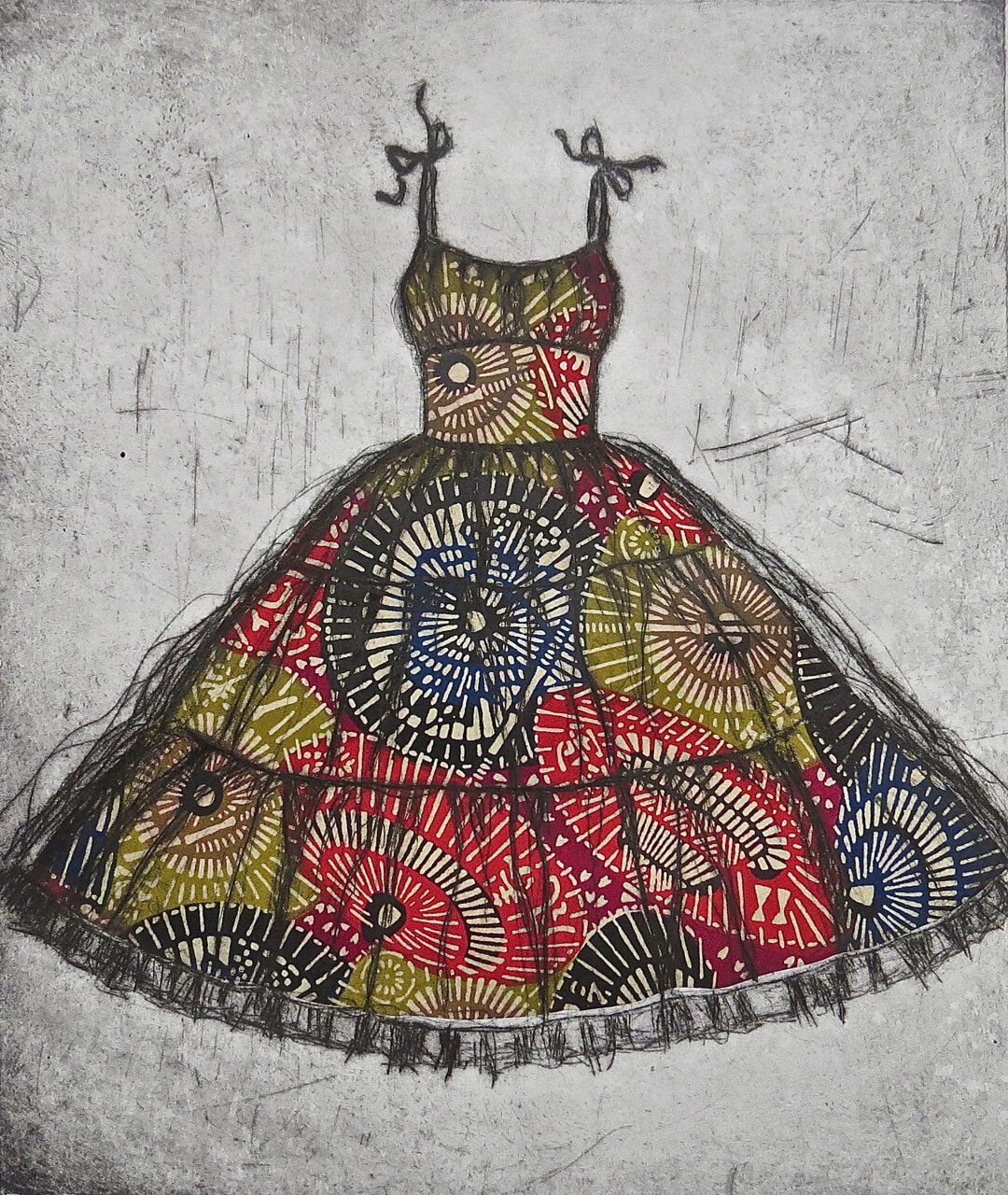 Etching of vintage dress