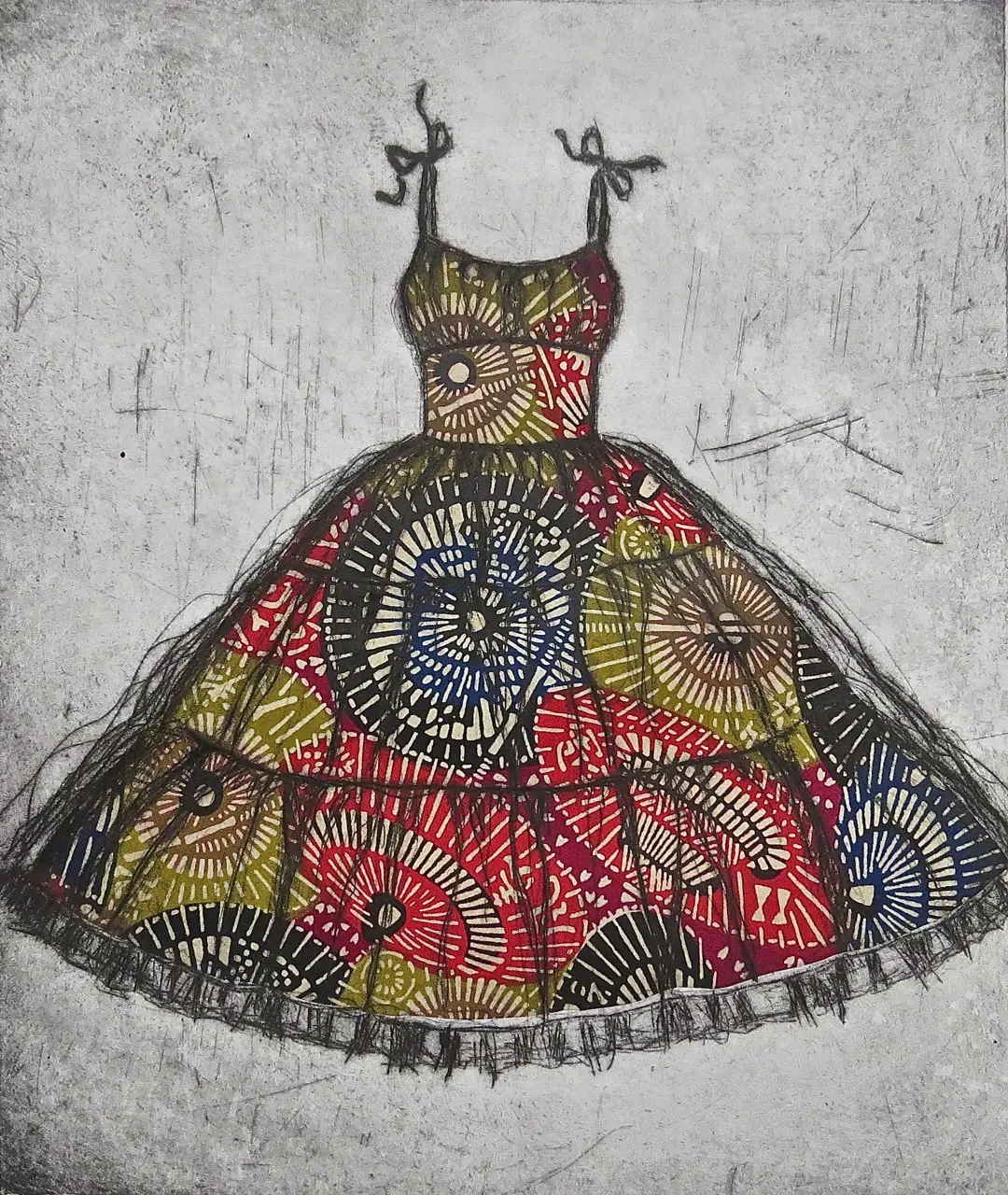 Etching of vintage dress