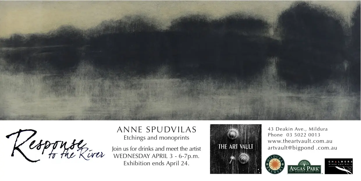 monoprints and etchings of Murray River and birdlife