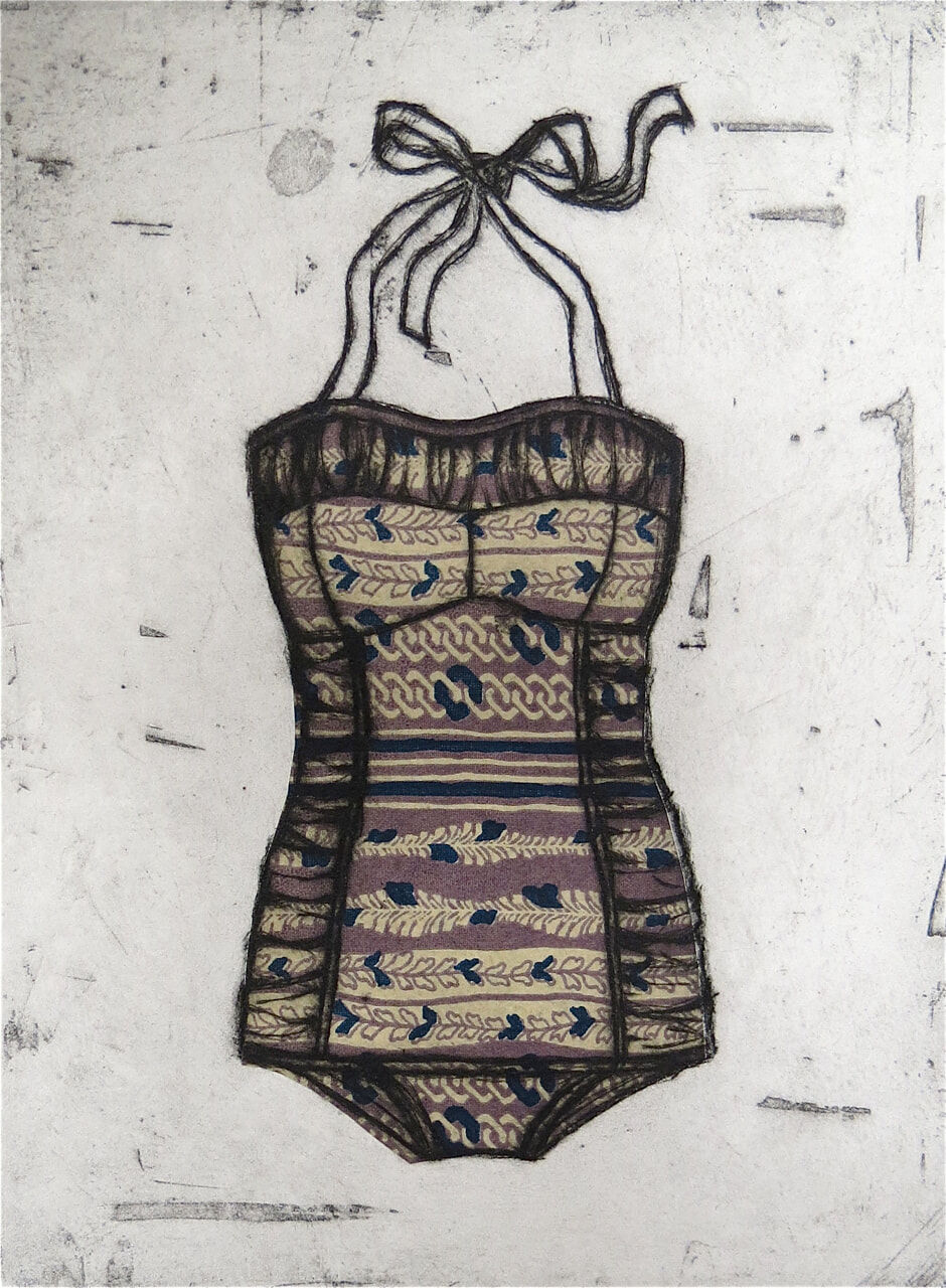 Etching of vintage swimsuit