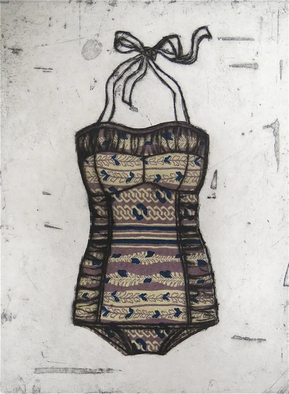 Etching of vintage swimsuit