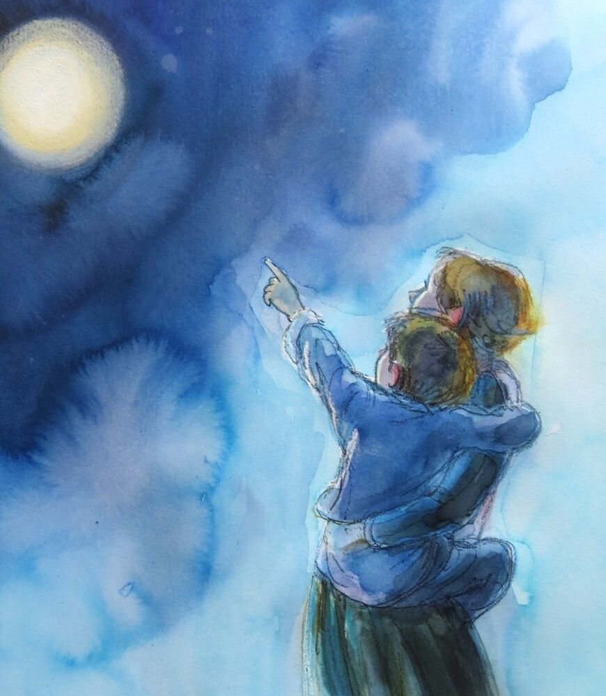 -985-harry-and-mum--from-the-moon-shines-out-of-the-dark--watercolour