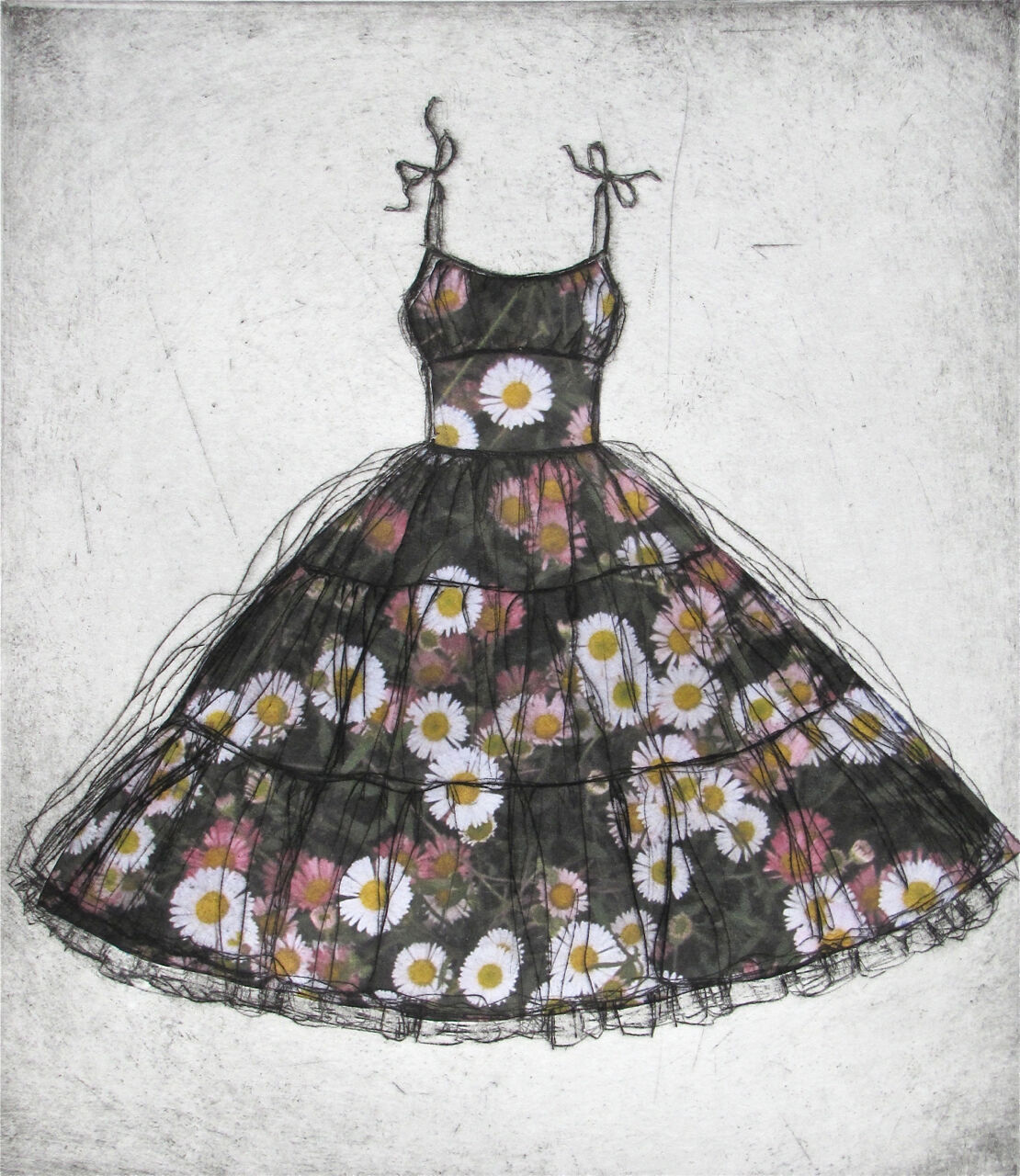 ˘7 . daisy,daisy . . .' etching with chine colle. 25 x 28cm