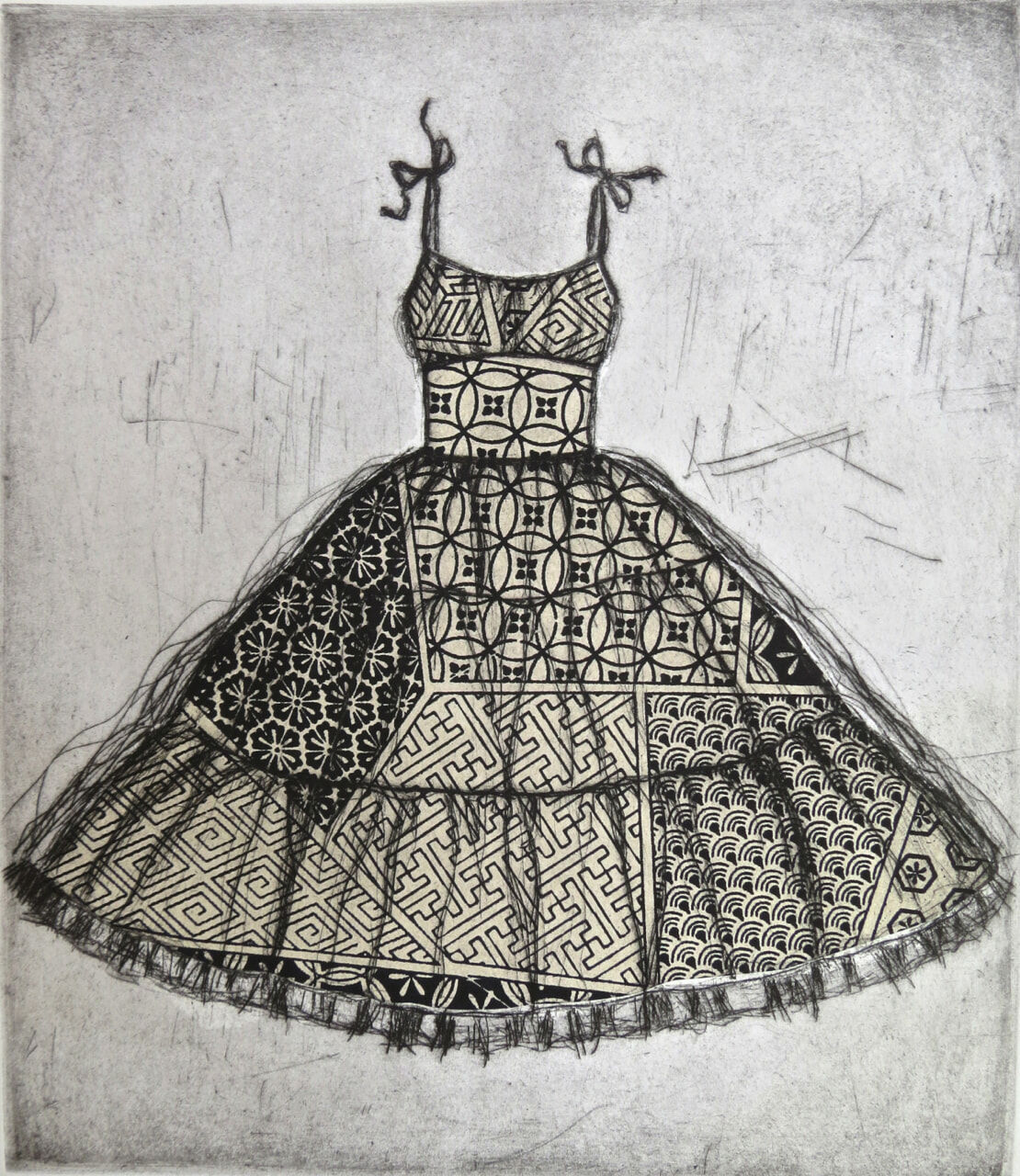 Etching of vintage dress