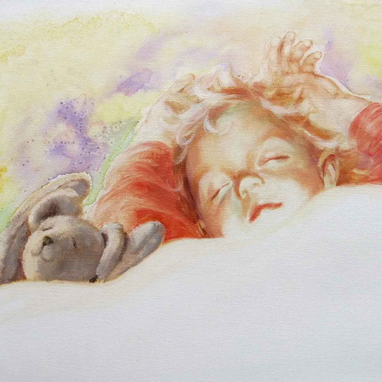 Illustration of sleeping child and bear