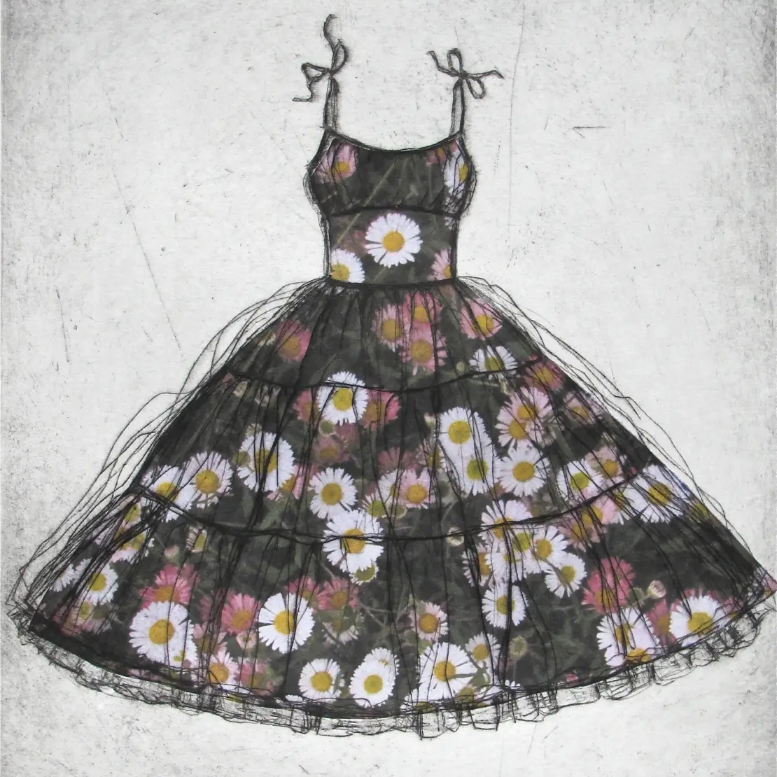 ˘7 . daisy,daisy . . .' etching with chine colle. 25 x 28cm