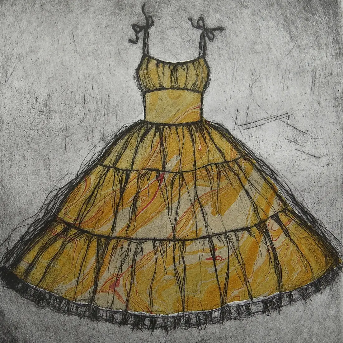 Etching of vintage dress