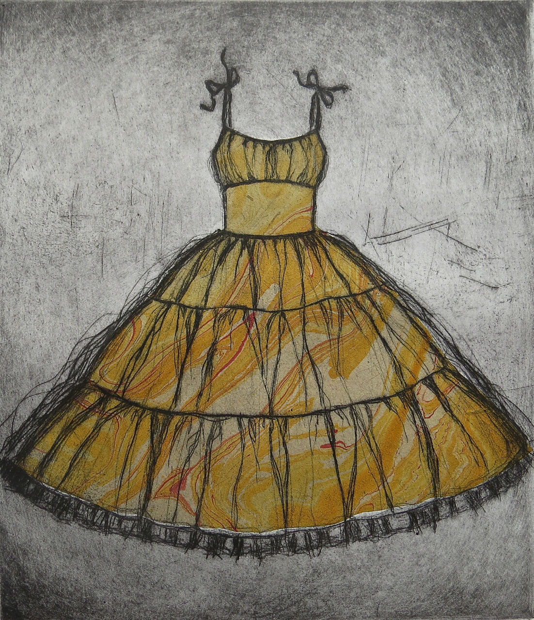 Etching of vintage dress