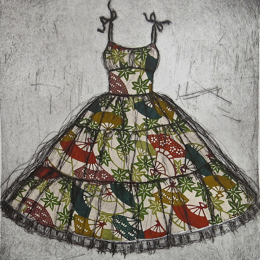 Etching of vintage dress