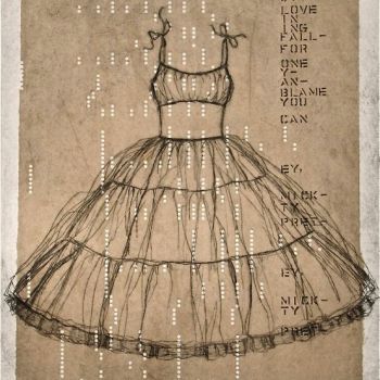 etching of vintage dress