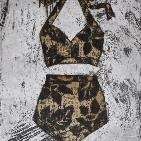 Etching of vintage swimsuit