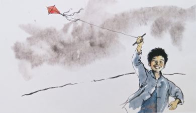 from The Peasant Prince, young Li flying a kite