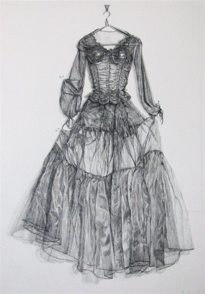 Drawing of vintage dress by Anne Spudvilas