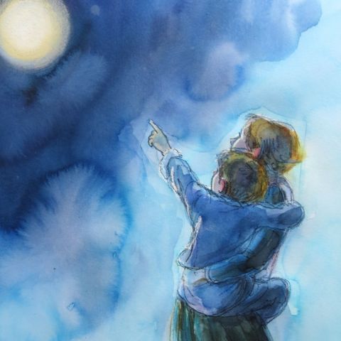 -985-harry-and-mum--from-the-moon-shines-out-of-the-dark--watercolour