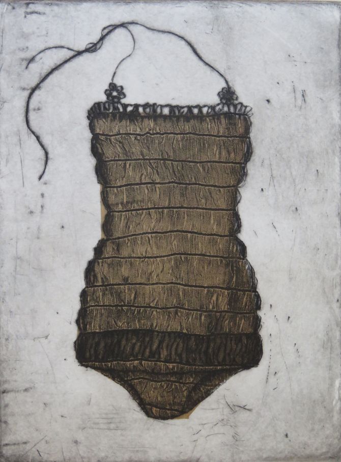 etching of vintage swimsuit